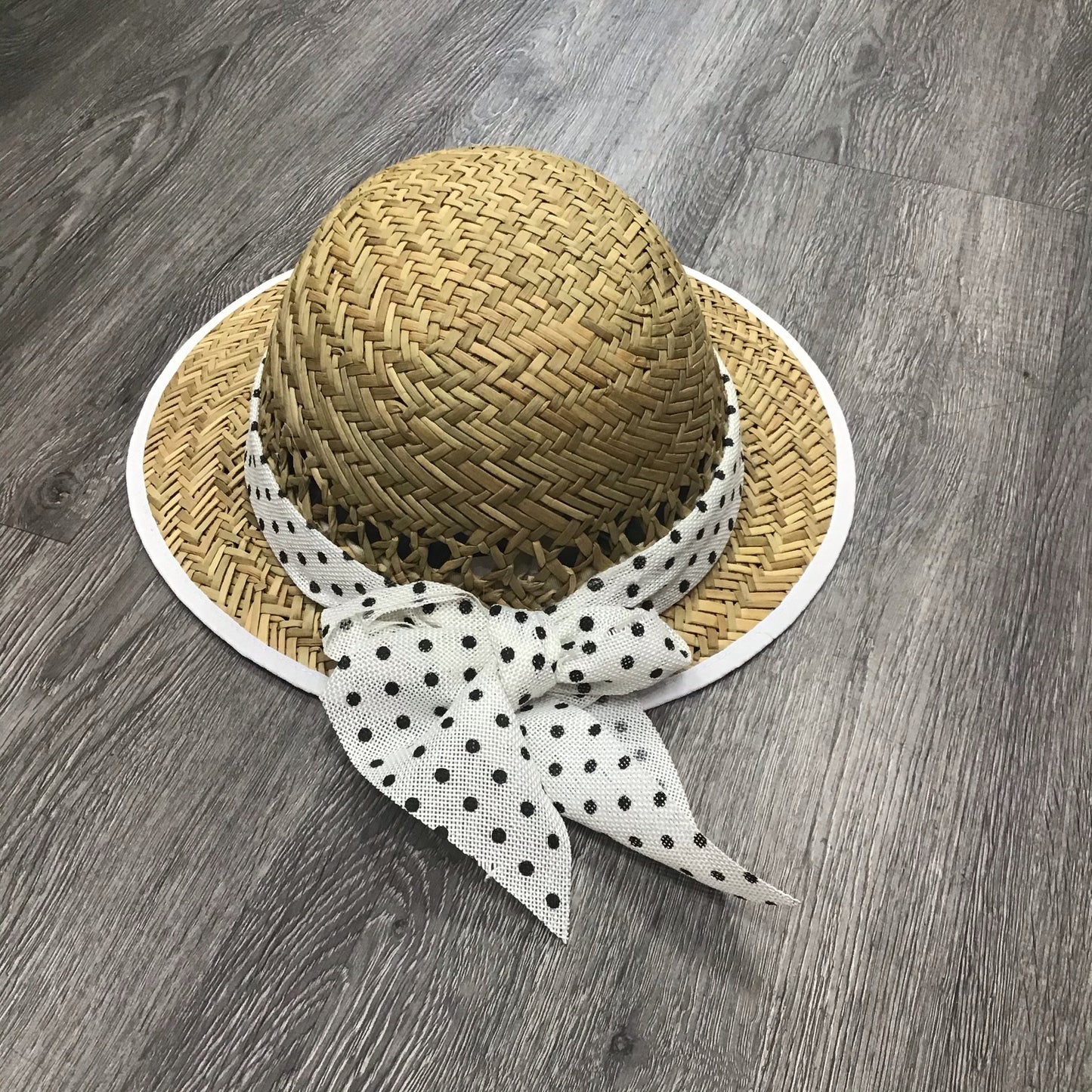 Polka Dot Bow Straw Visor