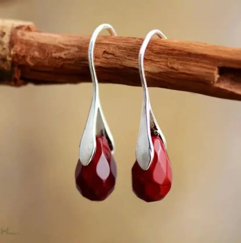 Jasper Drop Earrings Red