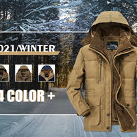 Mens Hooded Winter Parka Coat with Inner Fleece