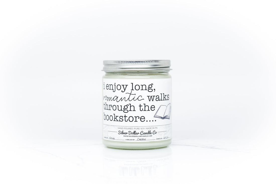 'I Enjoy Long Walks Through The Bookstore' Book Candle - 9/16oz 100%