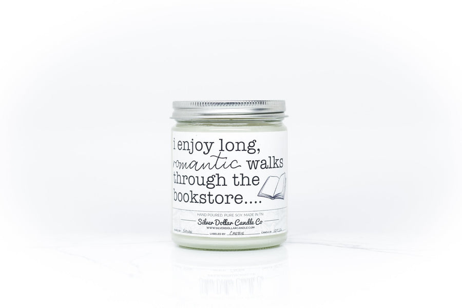 'I Enjoy Long Walks Through The Bookstore' Book Candle - 9/16oz 100%