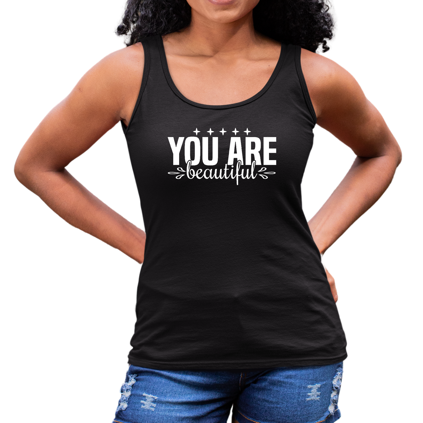 Womens Fitness Tank Top Graphic T-shirt you are Beautiful Inspiration