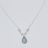 Rainbow Moonstone Beaded Teardrop Pendant Necklace