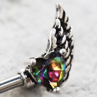 316L Surgical Steel Gothic Winged Heart Nipple Bar