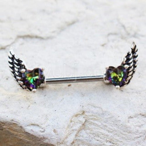 316L Surgical Steel Gothic Winged Heart Nipple Bar