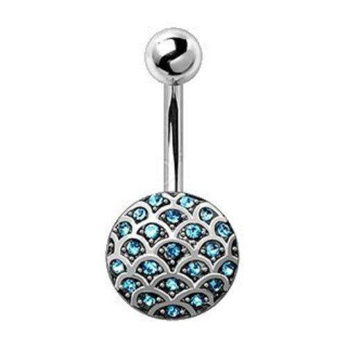 316L Stainless Steel Aqua Ocean Charm Navel Ring