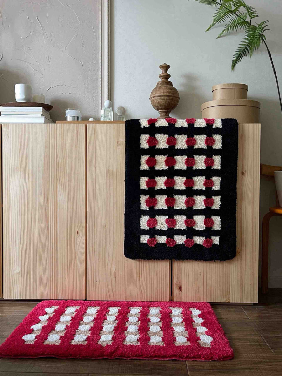 Retro Dotted Bath Rug, Ultra Soft, Absorbent & Anti-slip