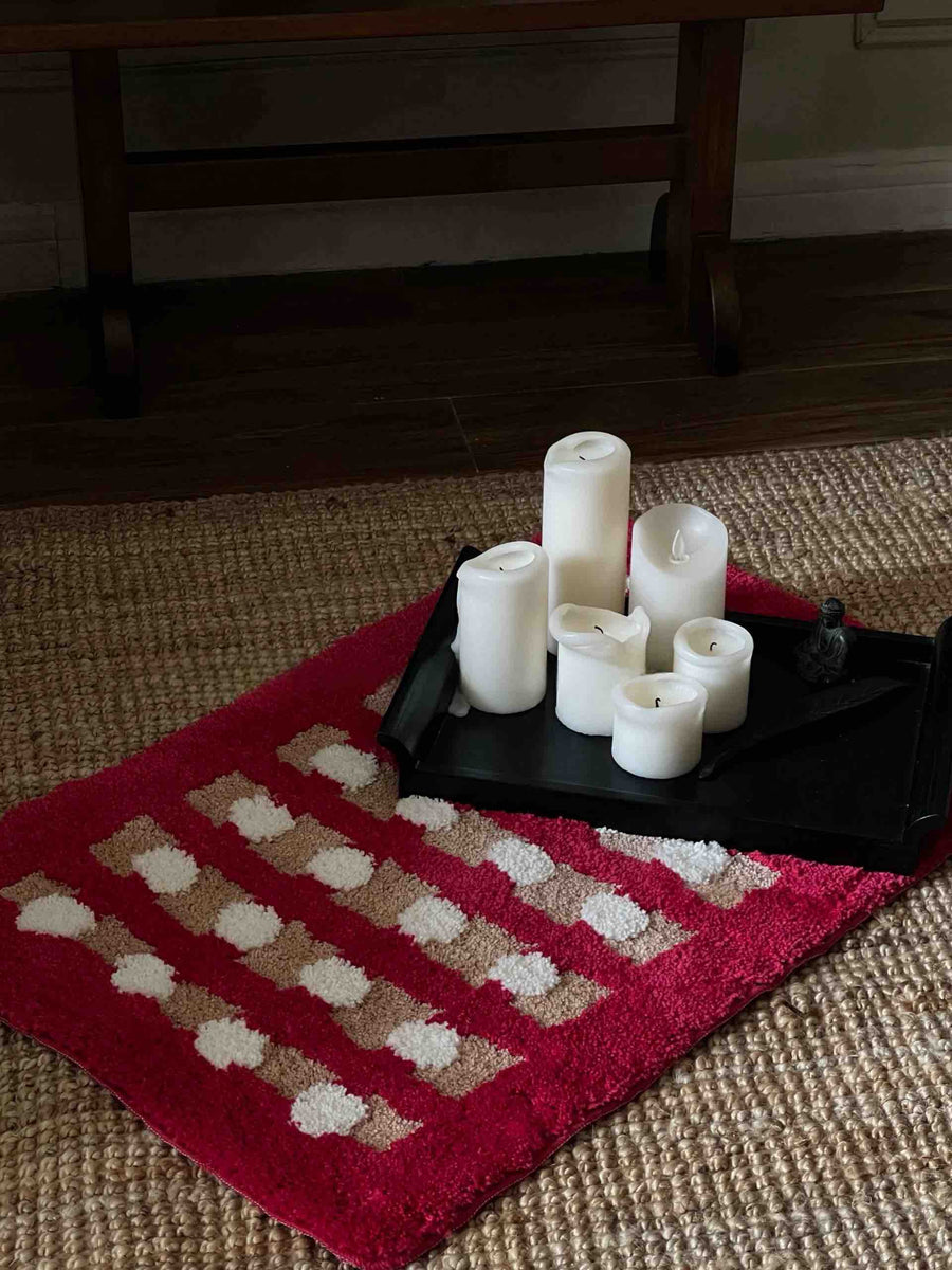 Retro Dotted Bath Rug, Ultra Soft, Absorbent & Anti-slip