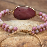 Rhodonite Hand Woven Bracelet