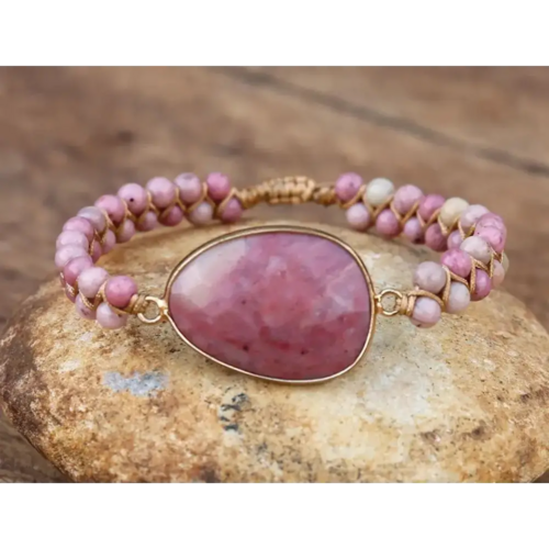 Rhodonite Hand Woven Bracelet