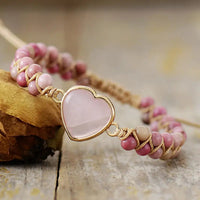 Rose Quartz Heart Charm Bracelet