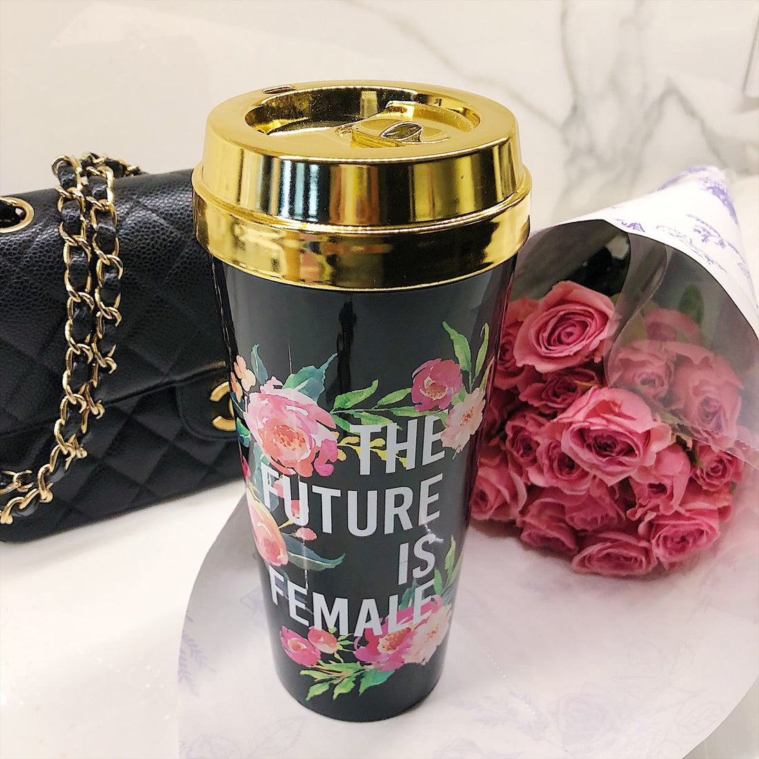 The Future Is Female :: Travel Mug Tumbler