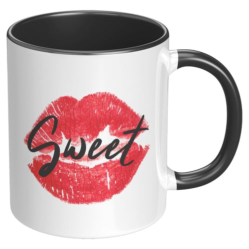 Coffee Cup, Accent Ceramic Mug 11oz, Sweet Lips Kiss