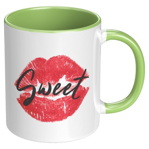 Coffee Cup, Accent Ceramic Mug 11oz, Sweet Lips Kiss