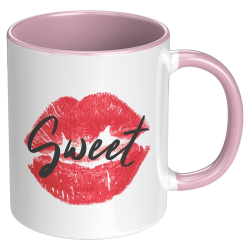 Coffee Cup, Accent Ceramic Mug 11oz, Sweet Lips Kiss