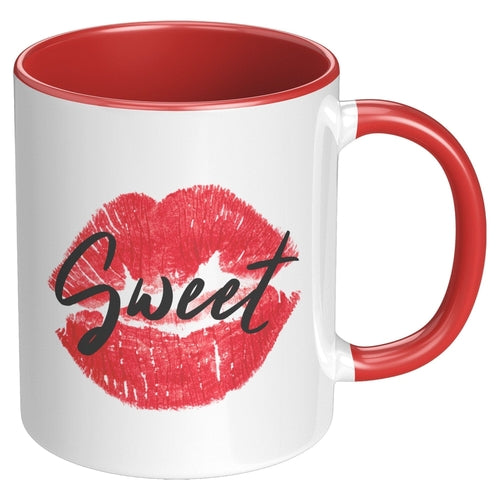 Coffee Cup, Accent Ceramic Mug 11oz, Sweet Lips Kiss