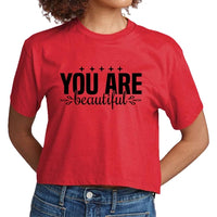 Womens Cropped Graphic T-shirt - you are Beautiful - Inspiration