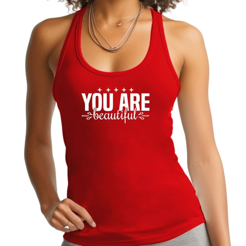 Womens Fitness Tank Top Graphic T-shirt you are Beautiful Inspiration